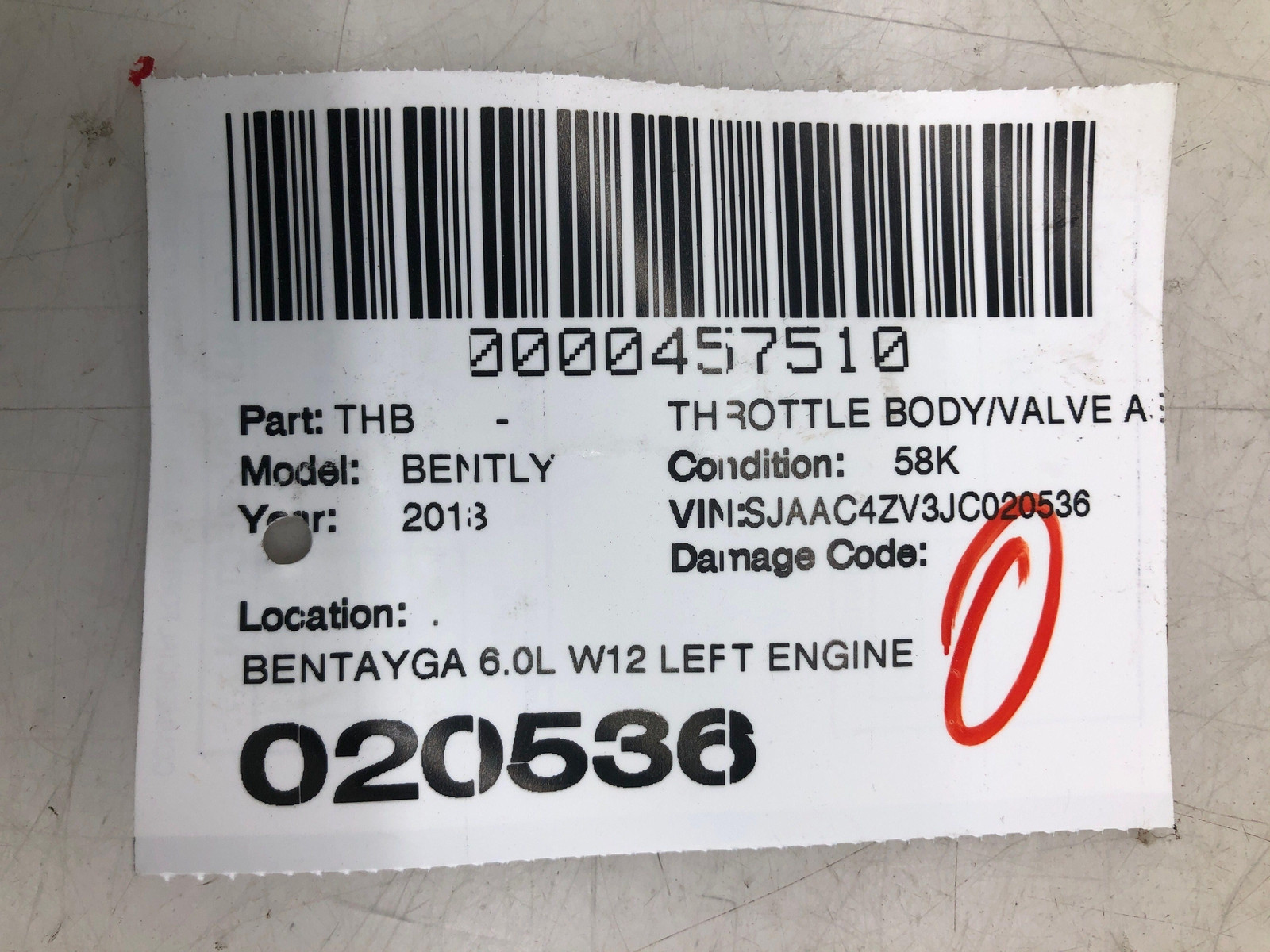 Bentley Bentayga 2016-2020 Left Throttle body P/N 07P133062A