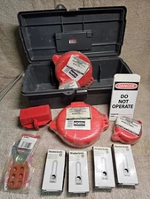 Portable Lockout Kit, Electrical/Valve Lockout & ToolBox w/ 4x padlocks