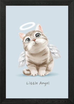 Niedlicher Engel Katze gerahmtes Wandbild Poster Leinwanddruck Bild