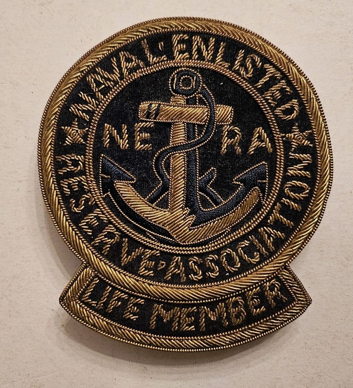 Old NERA NAVAL ENLISTED RESERVE ASSOCIATION PATCH w Life Member Rocker Bar 3.5X4