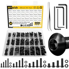 900Pcs Metric Screw Assortment Kit, M3 M4 M5 M6 Bolts Nuts & Flat Washers, Grade