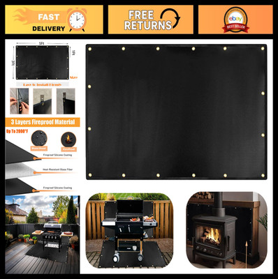 3' x 5' Fireproof Heat Shield for Grill - Protects Wall, Deck & Fence from BBQ H