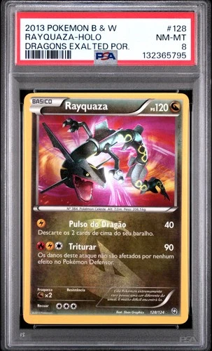 2013 POKEMON PORTUGUESE B&W DRAGONS EXALTED #128 RAYQUAZA-HOLO PSA 8