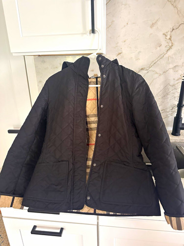 Burberry Brit Women's Black Quilted Lined Zip/Snap Short Jacket Size S