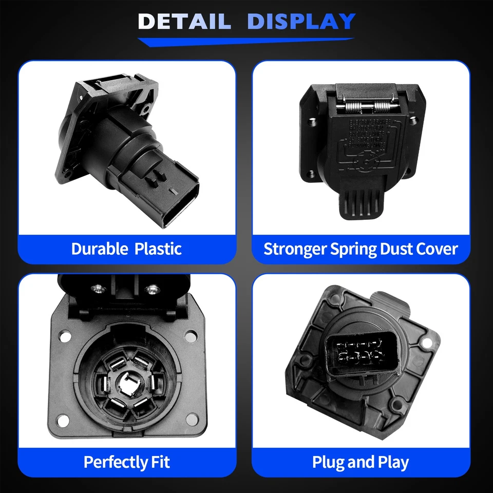 7 Way Pin Trailer Tow Wiring Connector Plug 56038366AB For Jeep Dodge Chrysler - Image 3 of 4