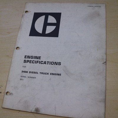 CATERPILLAR 3406 Diesel Truck Engine Specifications Service Manual CAT book shop