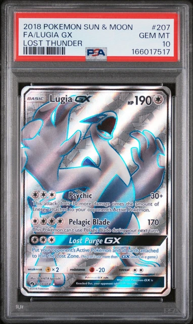 POKEMON LUGIA GX 207/214 FULL ART SUN & MOON LOST THUNDER 2018 PSA 10 GEM MINT