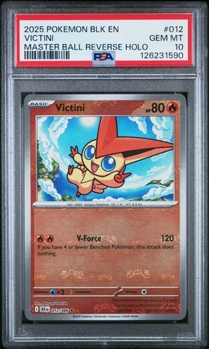 2025 POKEMON BLK EN-BLACK BOLT MASTER BALL REVERSE HOLO #012 VICTINI PSA 10