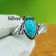 Turquoise Gemstone 925 Sterling Silver Handmade Jewelry Ring Size 5 to 13