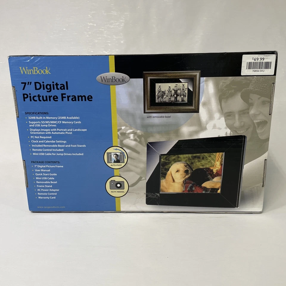 WinBook 7" Digital Picture Frame New Open Box 32mb - Image 2 of 4