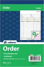 Adams Carbonless Order Book, 5.56 x 8.44 Inch, 3-Part, White/Canary/Pink 