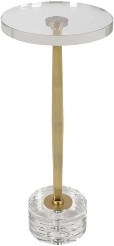 Gold Crystal Drink Table with Elegant Groove Design - Picture 2 of 4