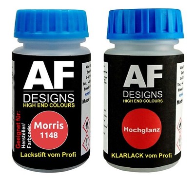 Lackstift für Morris 1148 Simons New Red + Klarlack je 50ml Autolack Basislack S