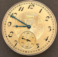 Antique 1923 Elgin Grade 315 Pocket Watch Movement Running Gold Dial 12s 15j USA