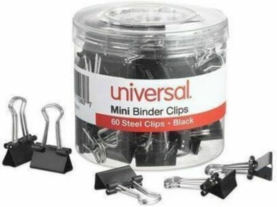 11060 Mini Binder Clips, 1/4-Inch Capacity, 1/2-Inch Wide, Black, 60/Pack
