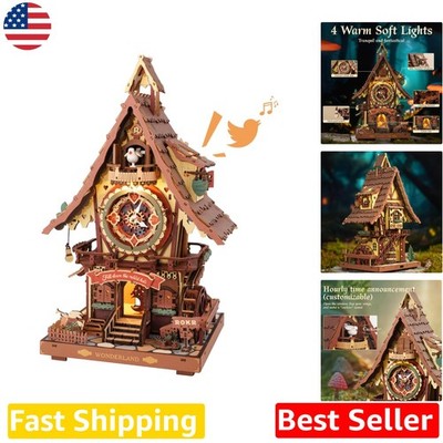 Interactive 3D Wood Clock Puzzle: Cuckoo Bird, Mechanical Movement, 14+ Gift