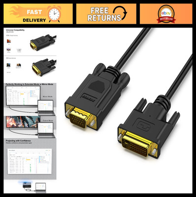 Active DVI-D to VGA Cable 6ft Male to Male, Gold-Plated, 24+1 Connector, High-Qu