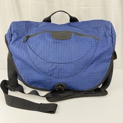 LL Bean Blue Black Travel Messenger Bag Laptop Sleeve Carry On Organizer Unisex