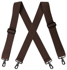 Men  s Heavy Duty Belt Loops X Back 2 Inch Suspenders with 4 Snap Hooks Cof