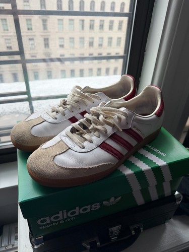Adidas Originals Sporty and Rich Samba Sneakers White /Burgundy Men's Size 11.5 - Image 1