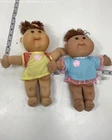 Cabbage Patch Kids Brown Hair Cloth Body Yellow Dress Blue Dress Soft Doll