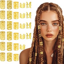 100PCS Gold Hair Jewelry for Braids Accessories, Metal Dreadlock