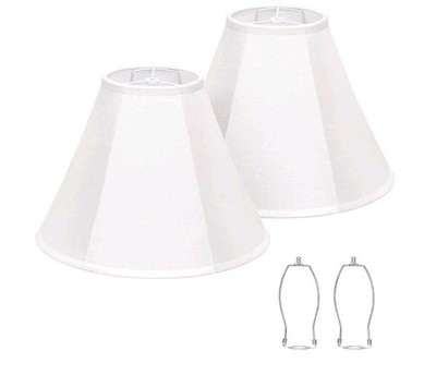 2 Pcs Fabric Bell Lamp Shades w/Harp Holders, 6''Top x 13''Bottom x 10''H (White)