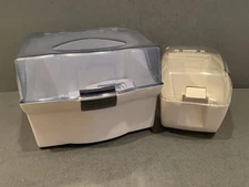 2 VTG Floppy Disk Hinged Storage Trays ALPHA Single & FELLOWES Double - White