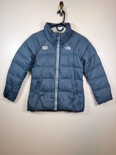 The North Face Kids Girls Full Zip Mockneck Down Puffer Jacket Blue Sz M 10-12