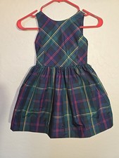Polo Ralph Lauren Girls Tartan Plaid Fit Flare Holiday Dress Size S