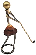 Ron Schmidt Golfer Female Standing Metal Artwork Original Signed American Artist