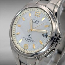CITIZEN H410-T003788 Wristwatch Titanium Solar Radio Controlled White Dial