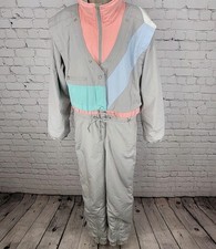 Obermeyer Grey Pastel Sphere Thinsulate Gore-Tex Retro 90 s Ski Snowsuit Size 12
