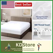600 Thread Count Twin Fitted Sheet - 100 Egyptian Cotton, Sateen Weave