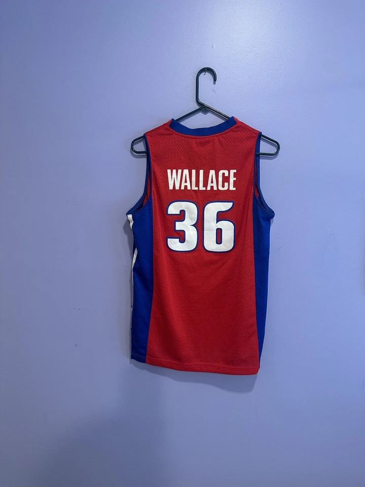 Detroit Pistons Rasheed Wallace Adidas Red Throwback YOUTH Jersey Large - Image 2 of 4