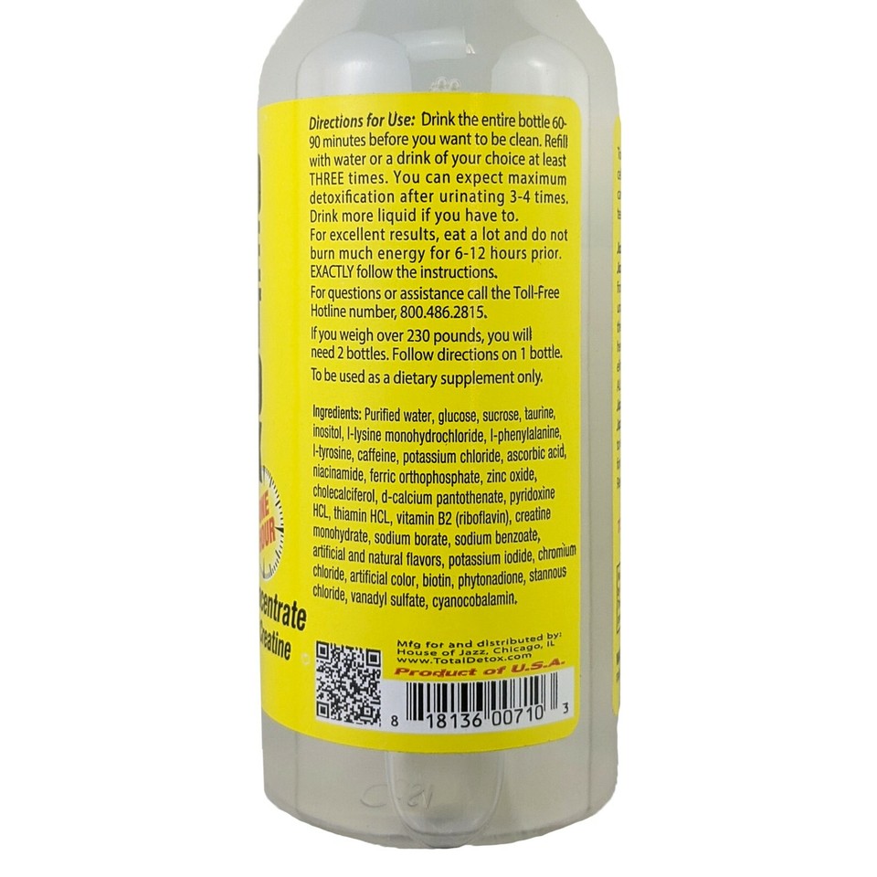 Yellow Raspberry Drinks Jazz Total Detox Drink 10oz, B2 & Creatine Cleanse & Flush CHOOSE FROM ...