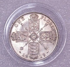 1919 Great Britain .925 Silver Florin (Two Shillings) AU+ in Airtight #Y412