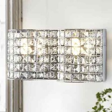 JONATHAN Y Clara Deco 15 in. 2-Light Metal/Crystal Classic Glam LED Vanity Light