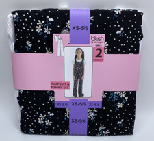 Girls XS 5/6 Blush 2-Piece Set Jumpsuit Pants  T-Shirt Outfit Flowers New