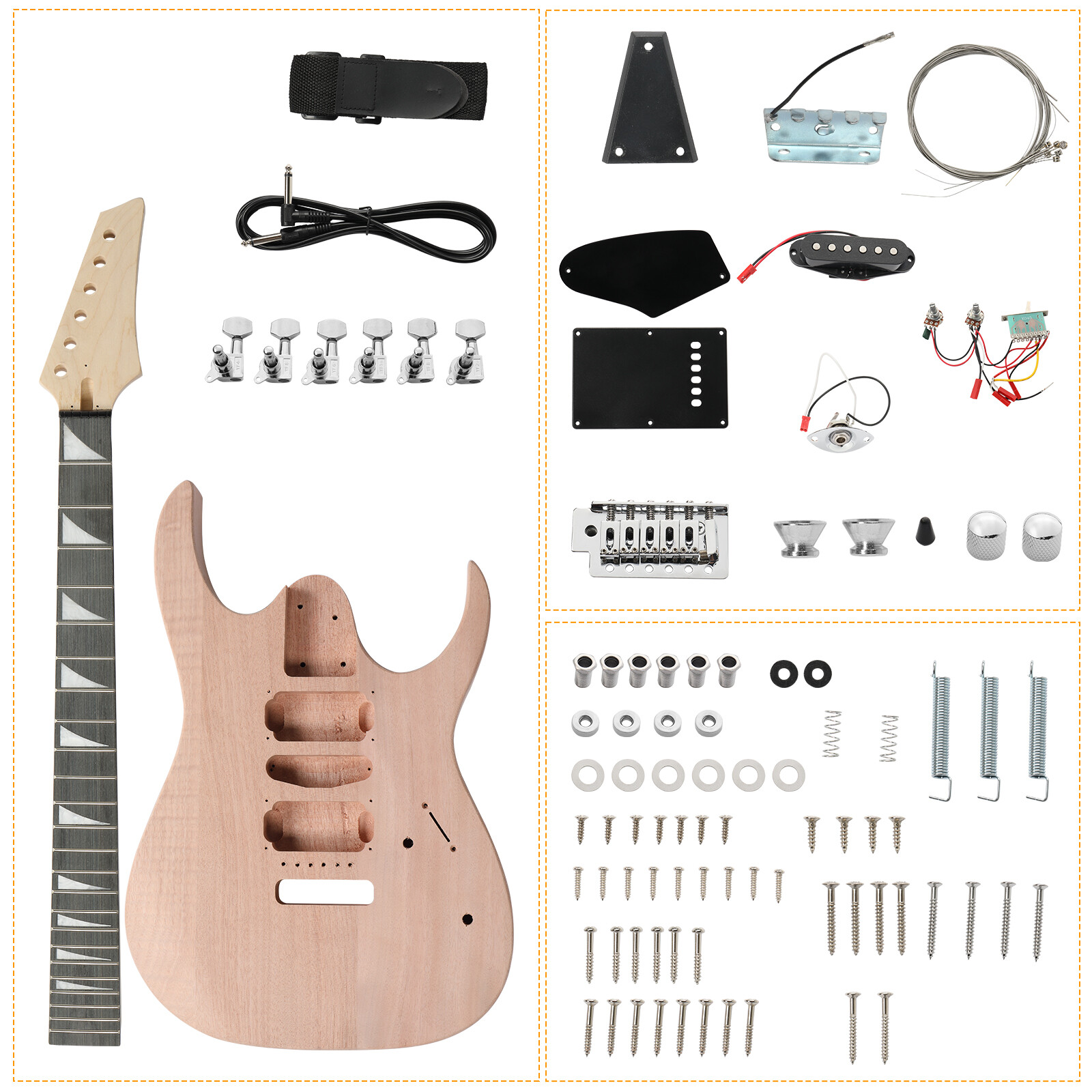 Standard DIY 6String 170Style Electric Guitar Kits with Mahogany Body Maple Neck