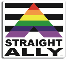 3.25" x 3.5" Bumper Sticker - Straight Ally Flag LGBTQ