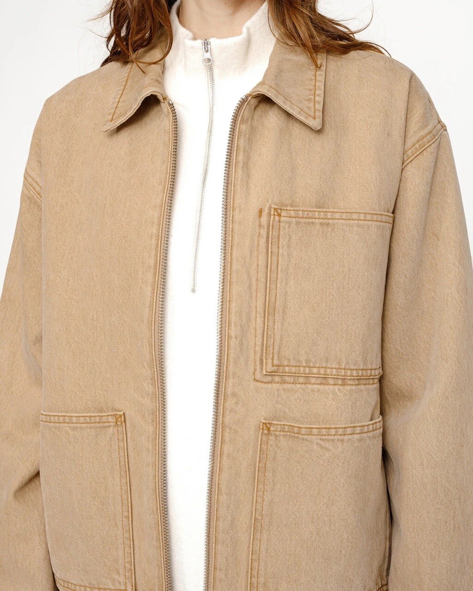 ジャケット・アウター STUSSY ZIP WORK JACKET Stussy Denim Zip Work Jacket Black Men's - SS23 - US
