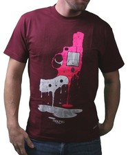 IM KING Mens Burgundy or White Big Bang Melting Revolver Gun T-Shirt USA Made NW