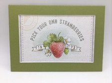 New Handmade 5x7 Matted  Pick Your Own Strawberries Farm Farmhouse Ship 206