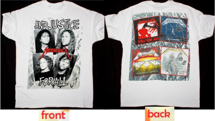 Metallica And All Justice White T-Shirt Band Size New S-5xl Tee Kill 1981