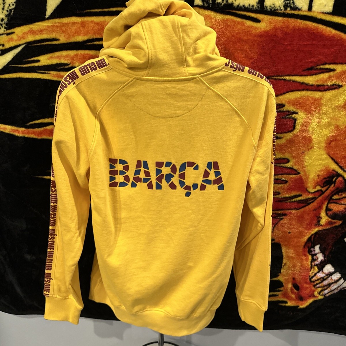 FCB Barcelona Hooded Men's Sweatshirt Size L Barca Sleeve