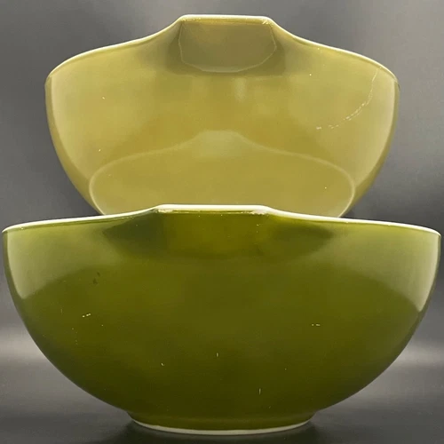 Pyrex Verde Green Cinderella Bowl 2 Piece Set 1967-1972 Made in USA 443 444