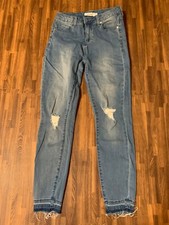 Justfab Women’s Jeans Blue Ripped Look Cotton Blend Size 25