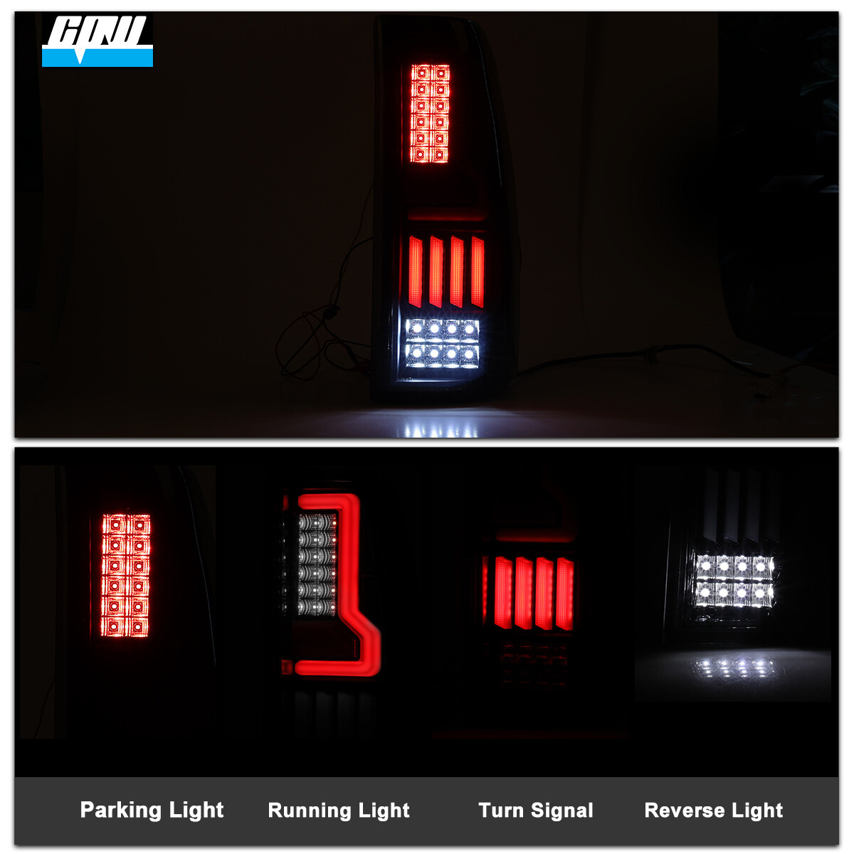 Automotive Tail Light Assemblies Black LED Tube Tail Lights For 1999-2002 Chevy Silverado 1500 / GMC Sierra - Clear Lens, Smoked Look 2006 Silverado Clear Tail Lights - Foto 7