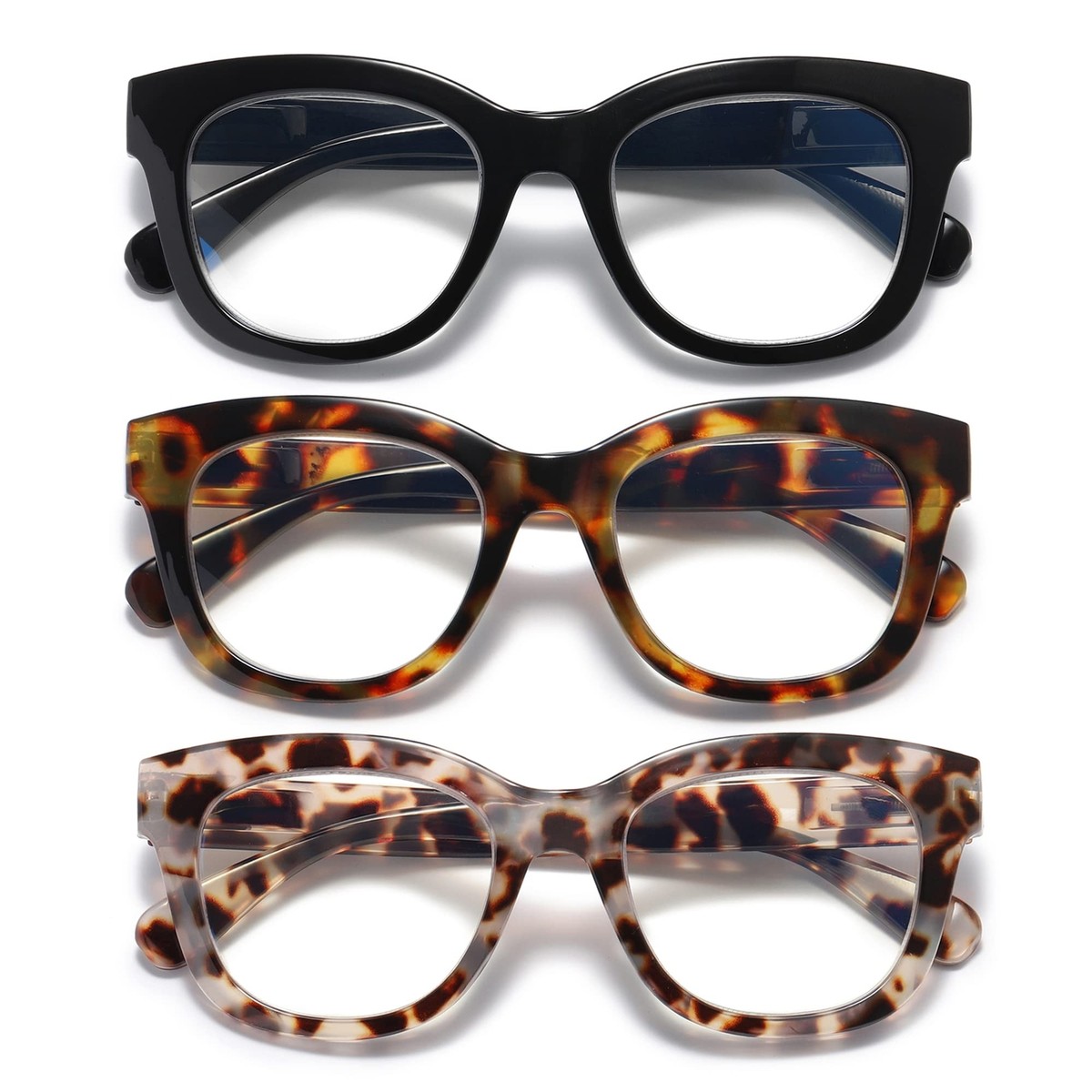 ZXYOO 3 Pack Oversized Blue Light Blocking Reading Glasses